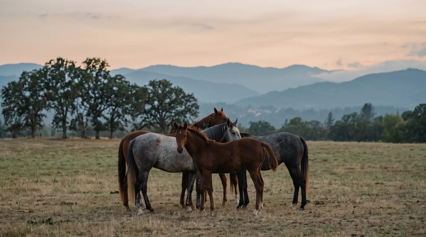 Chevaux en liberté, Écurie Charret, Rhône